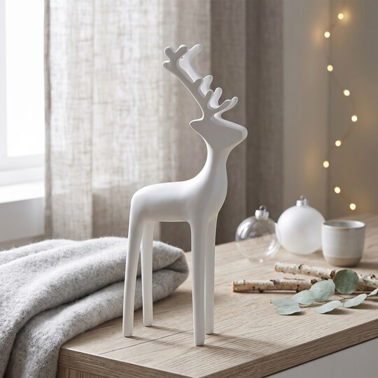Northlight; Northlight Solid Petite Reindeer Christmas Decoration - 8.25" - White; Category:Christmas Tabletop Decor; Image:1